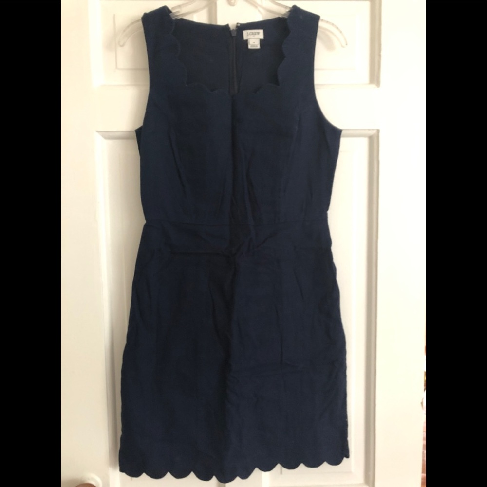 J. Crew linen dress with scalloped edges